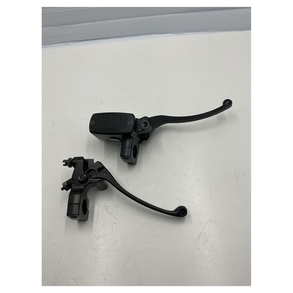 Universal 7/8" Motorcycle Brake Master Cylinder & Clutch Lever Set - Black
